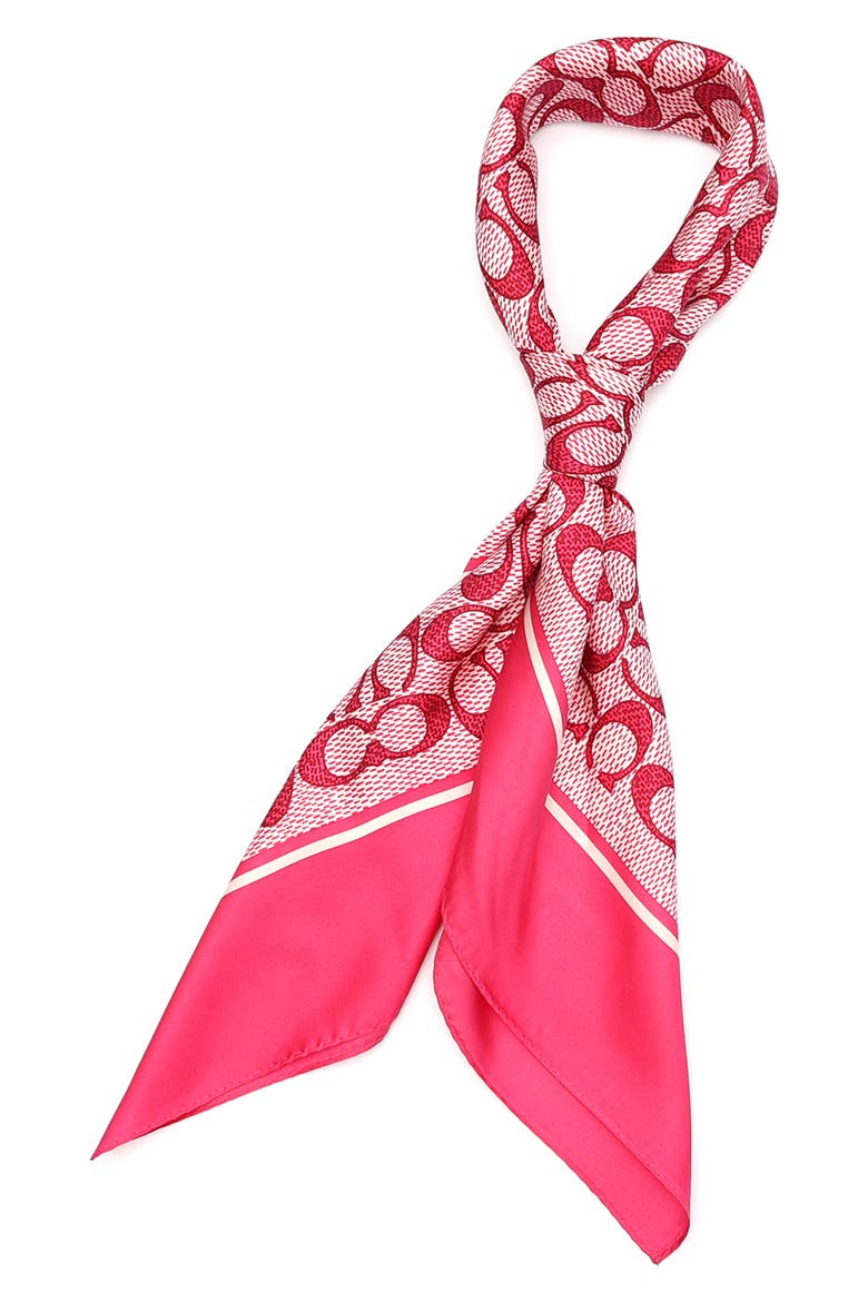 Textured Signature Logo Square Silk Scarf, Alternate, color, SOFT PINK