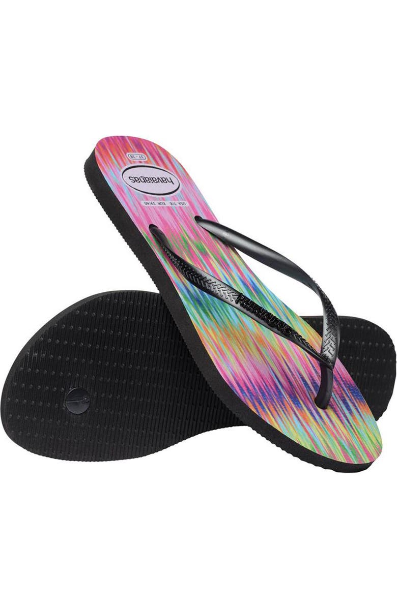 Havaianas Slim Bright Flip Flop, Alternate, color, Black