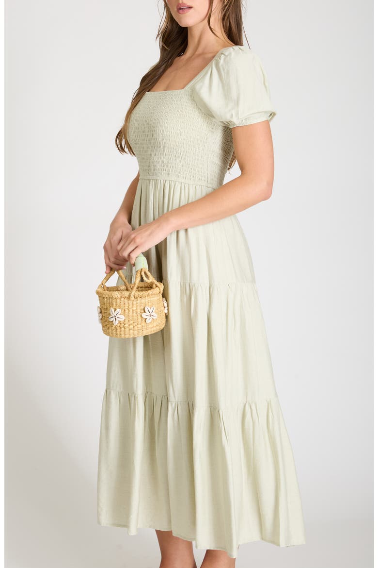 Smocked Bodice Maxi Dress, Alternate, color, SAGE