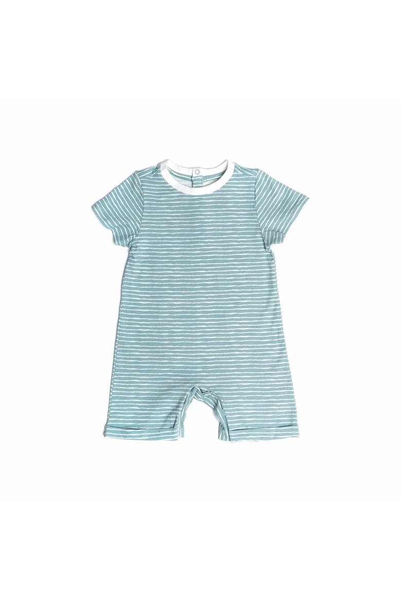 Baby Organic Romper, Main, color, Green Stripes
