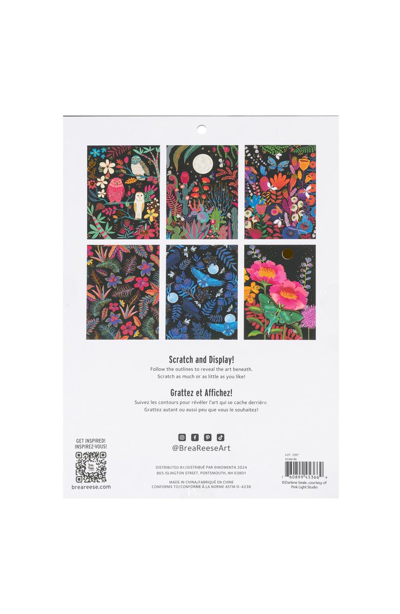 Brea Reese Scratch Art Paper Pad Owl & Moon 6 Designs, Alternate, color,