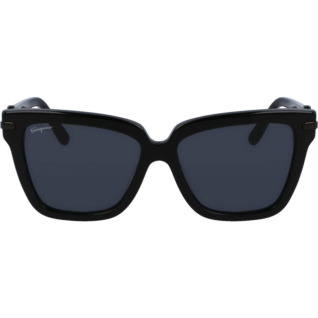 Ferragamo 57mm Polarized Rectangular Sunglasses In Black