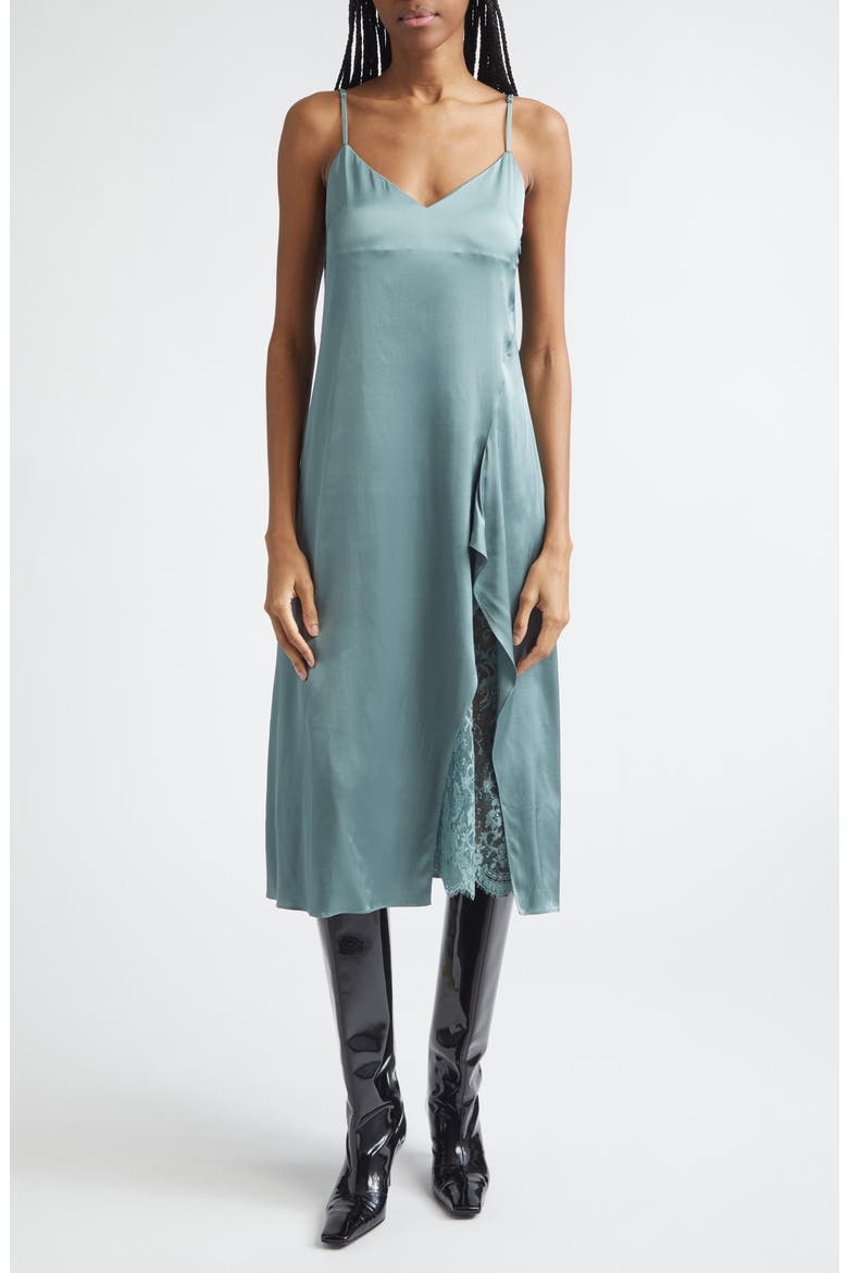 Satin Slipdress, Main, color, SAGE GREEN