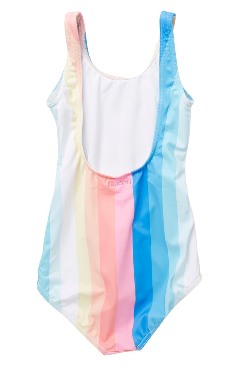 Billabong Me N You Rainbow Stripe Tie Waist One-Piece Swimsuit, Alternate, color,
