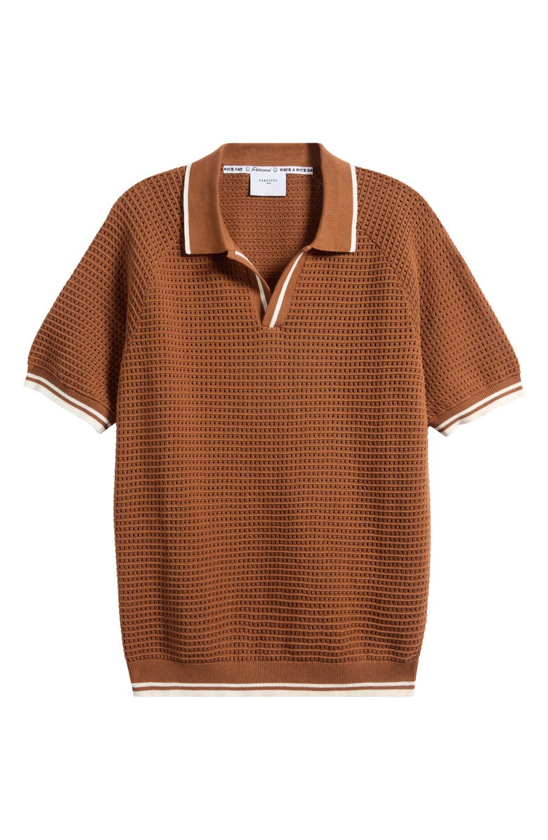 Percival Tennis Johnny Collar Sweater Polo, Main, color, Brown