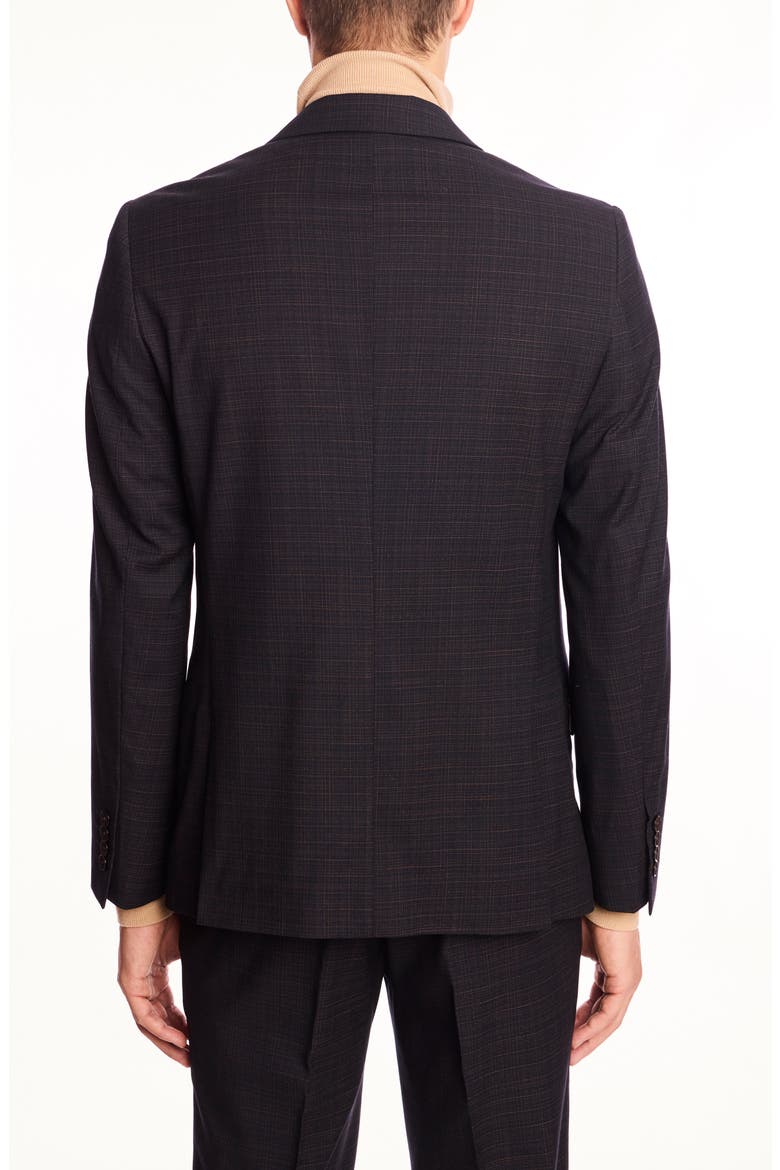 Ashton Slim Fit Brown Plaid Blazer, Alternate, color, BLUE CAMEL GRID