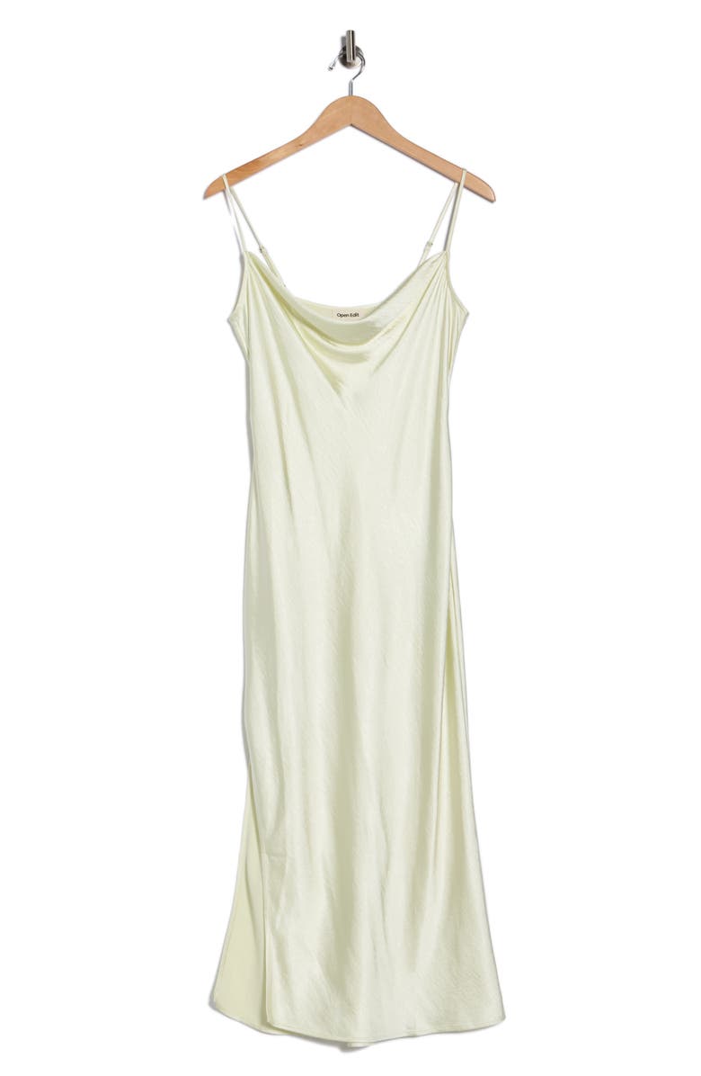 Open Edit Cowl Neck Satin Slipdress, Alternate, color, Green Sylvan
