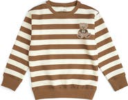 Sweet Wink Teddy Bear Patch Striped Sweatshirt
