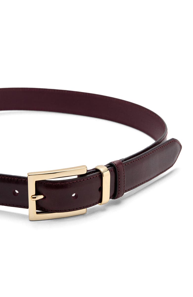MANGO Square Buckle Leather Belt, Alternate, color,
