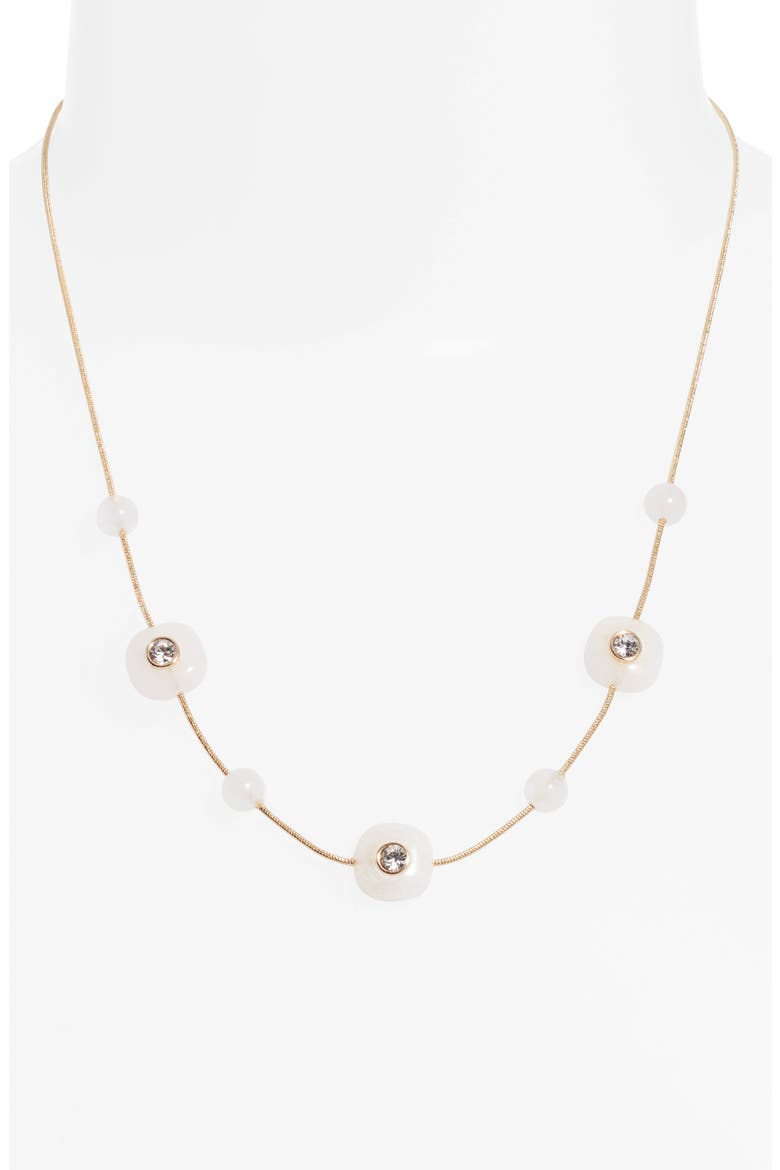 Crystal & White Jade Stationary Necklace, Alternate, color, CLEAR- WHITE- GOLD