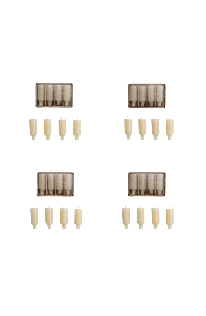 Storied Home 4-Piece Unscented Cork Shaped Taper Candles in Box, Ivory Color, Main, color, Ivory