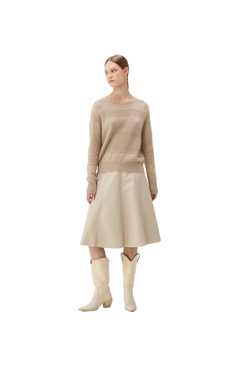 GOBI Mongolian Cashmere Mixed Pattern Cashmere Crewneck Sweater, Alternate, color,