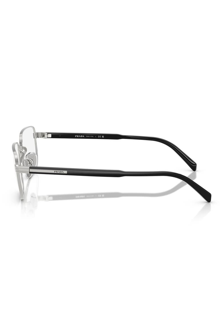 55mm Rectangular Optical Glasses, Alternate, color, SHINY SILVER
