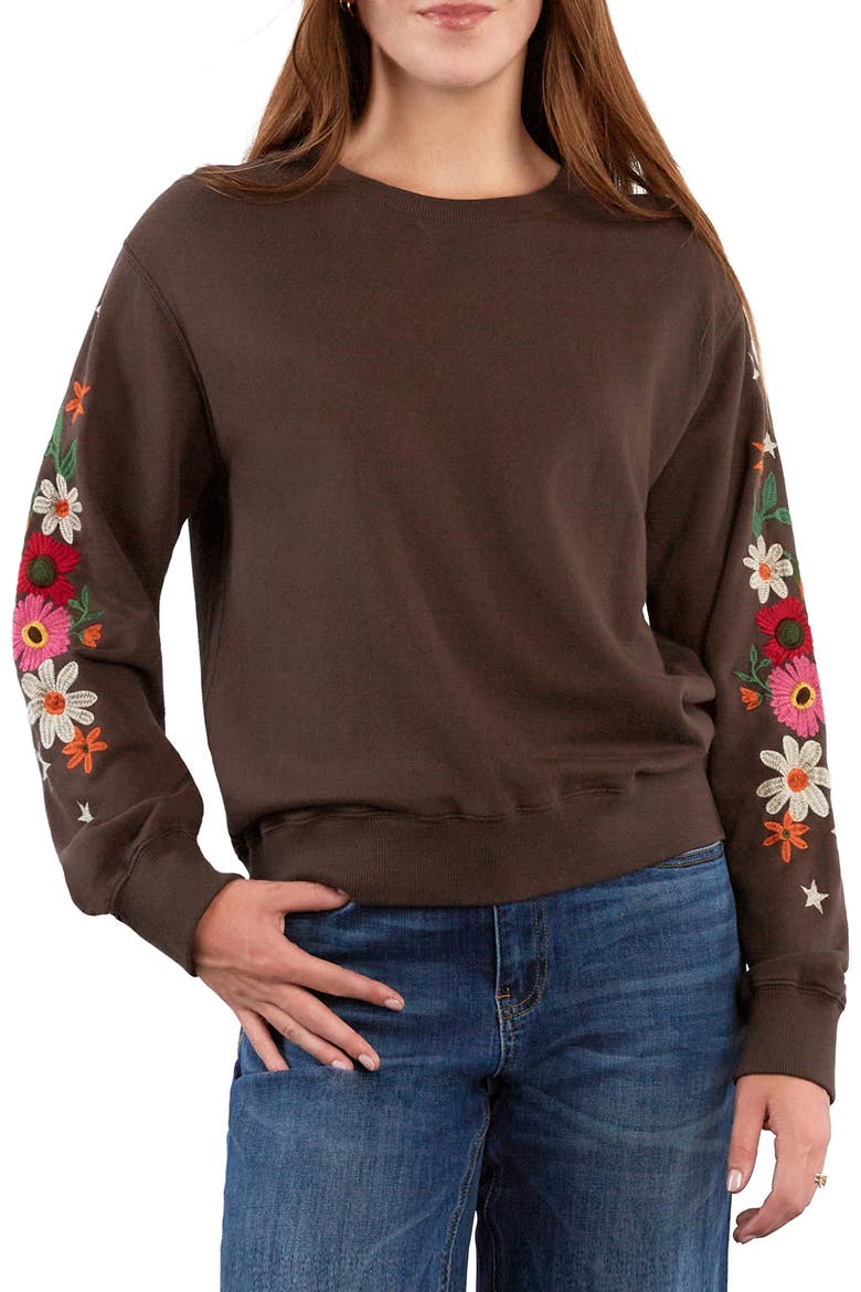 Windsor Garden Sweatshirt, Alternate, color, CHOCOLATE BROWN