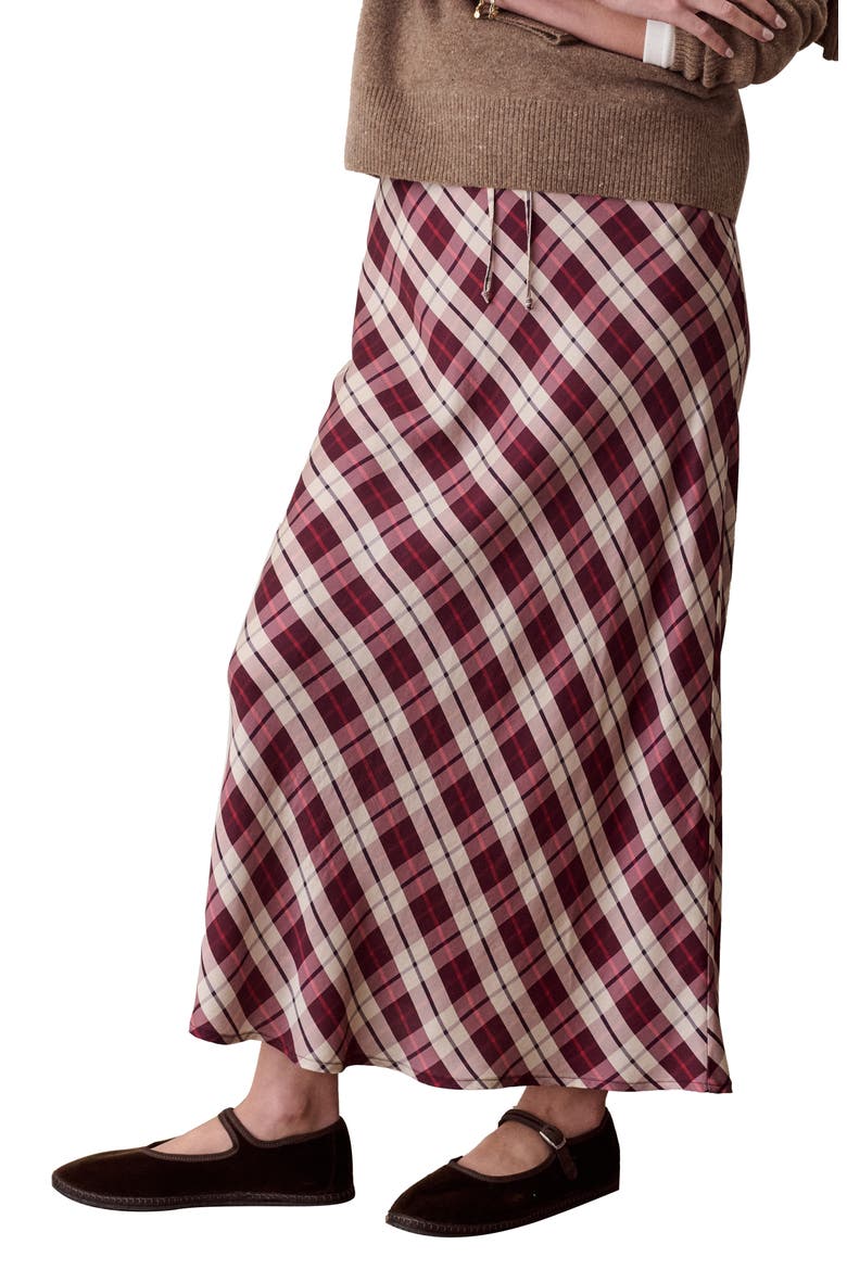 Silvia Plaid Drawstring Maxi Skirt, Alternate, color, WARM PLAID
