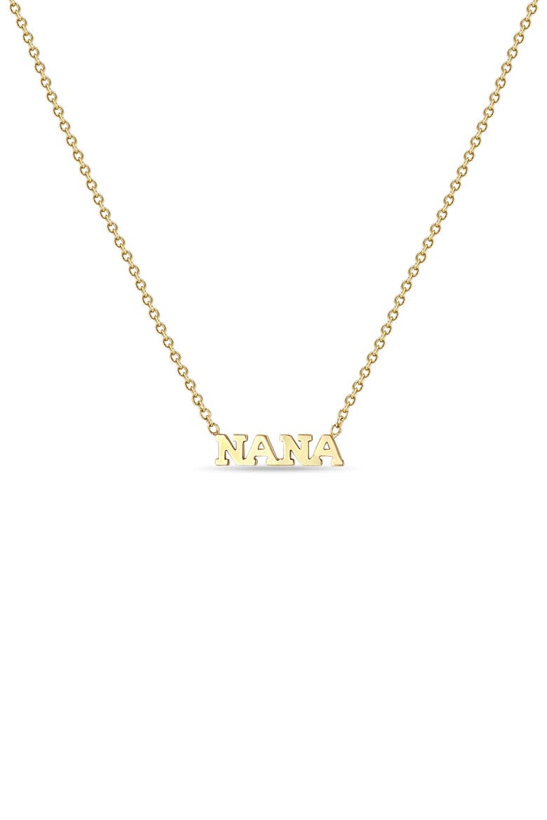 Tiny Letters Nana Pendant Necklace, Main, color, 14K GOLD