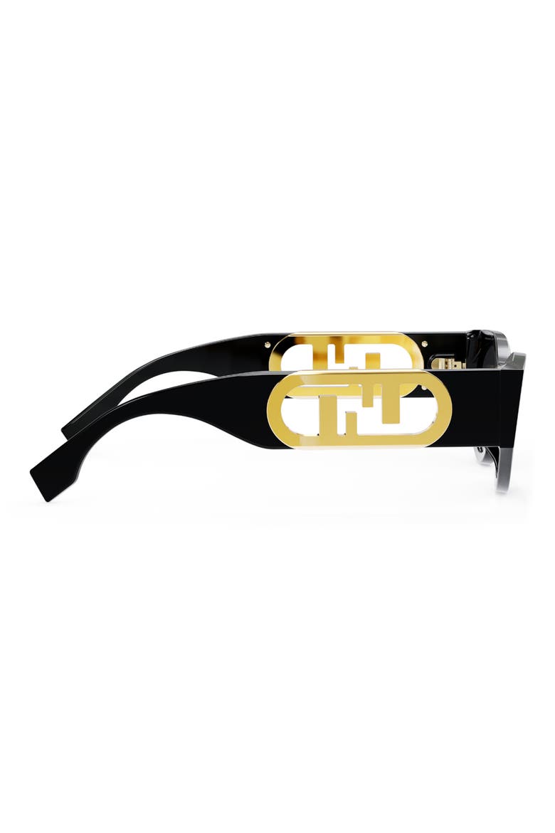 'Fendi O'Lock 54mm Cat Eye Sunglasses, Alternate, color, SHINY BLACK / SMOKE