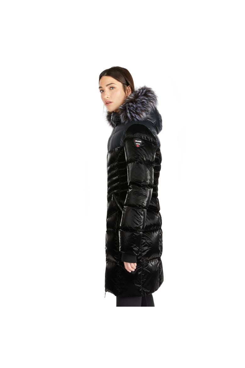 Faye Quilted Puffer with Fixed Hood and Detachable Hood and Faux Fur Trim, Alternate, color, Black