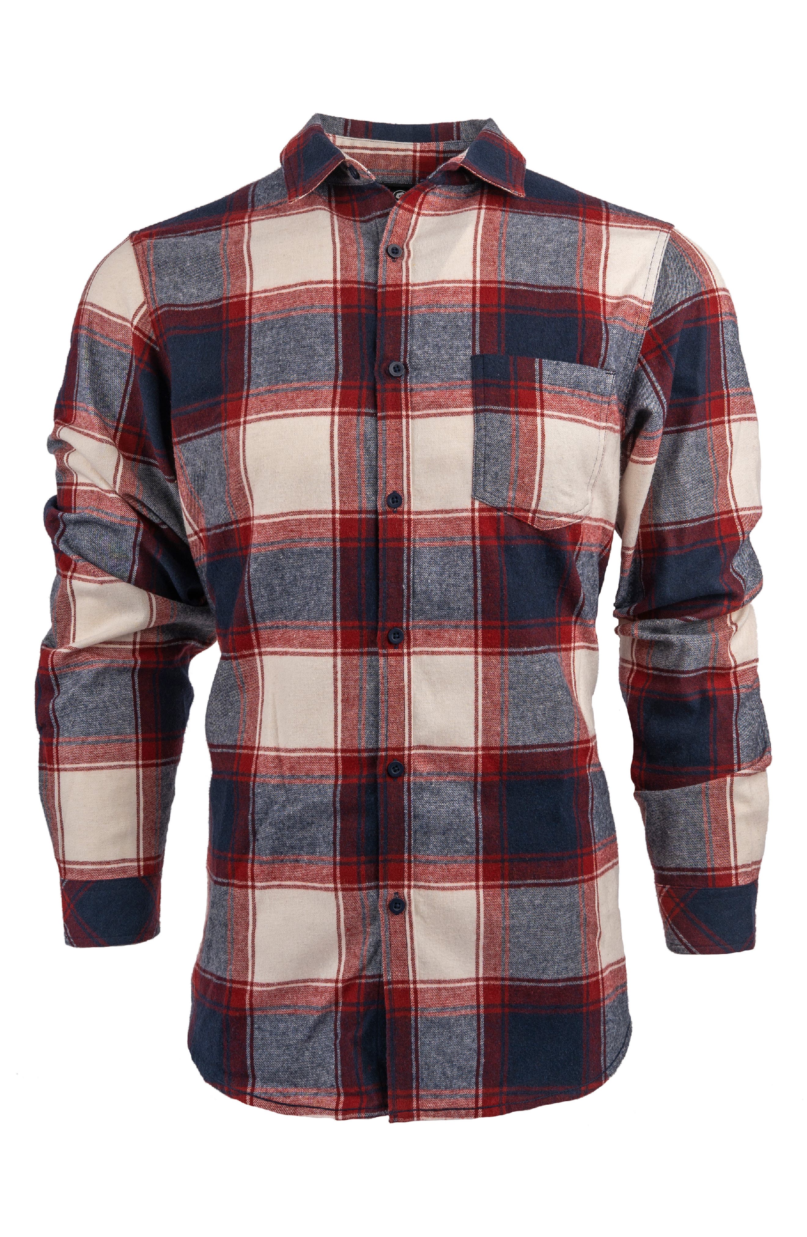 BURNSIDE Plaid Flannel Long Sleeve Button-Up Shirt
