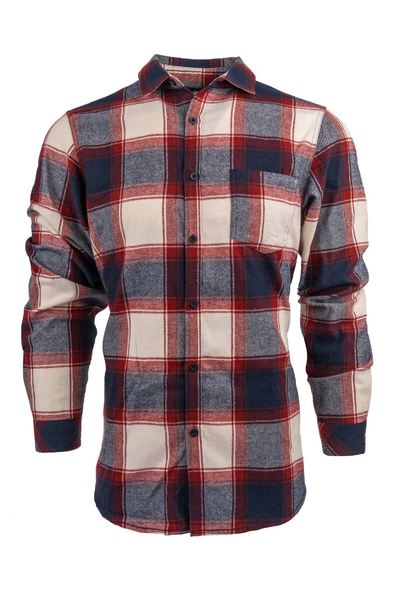 Plaid Flannel Long Sleeve Button-Up Shirt, Main, color, CRIMSON/ ECRU