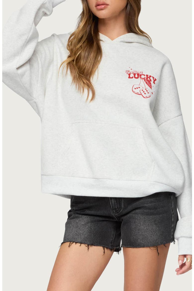 Feeling Lucky Oversize Hoodie, Main, color, GRAY-MELANGE