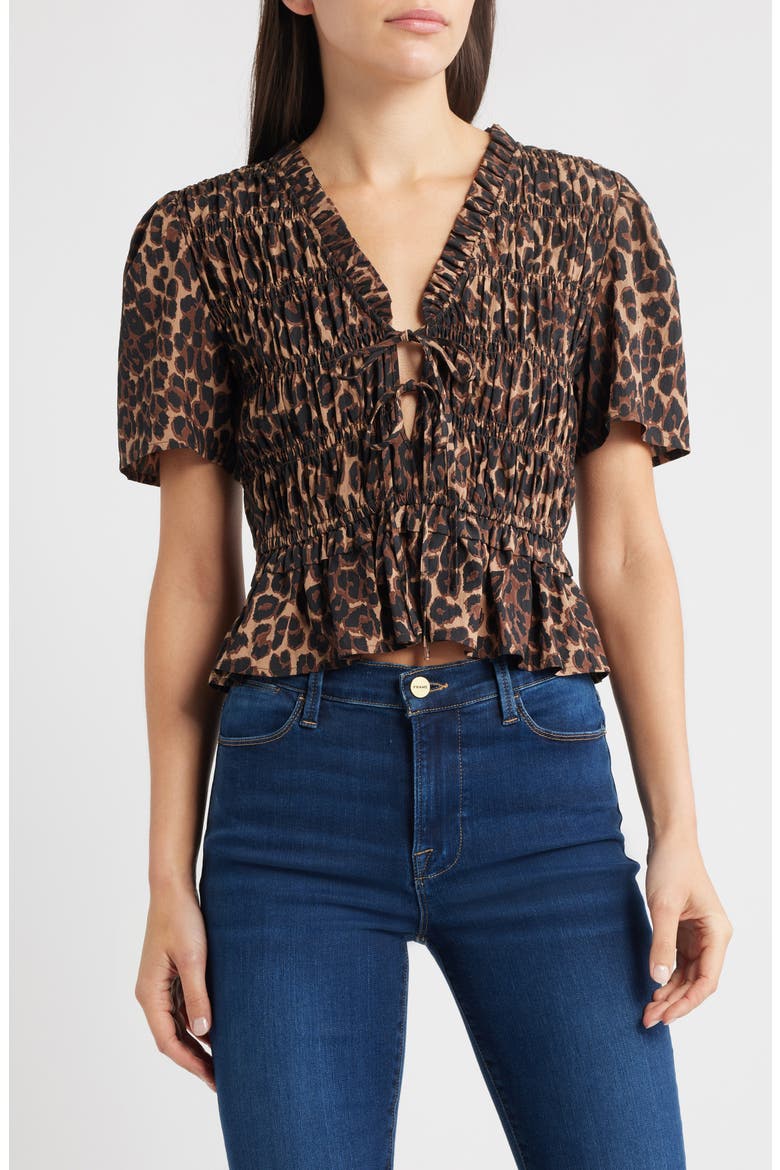 Portia Shirred Top, Main, color, BROWN NALA