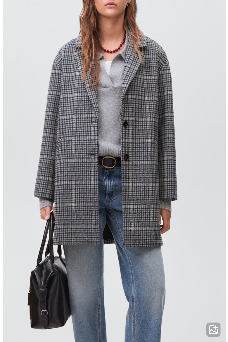 Check Longline Coat, Main, color, SKY BLUE