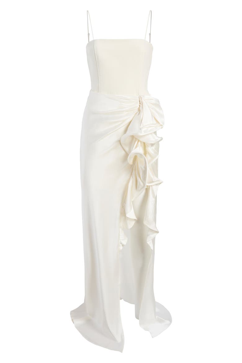 Drina Ruffle Column Gown, Alternate, color, IVORY