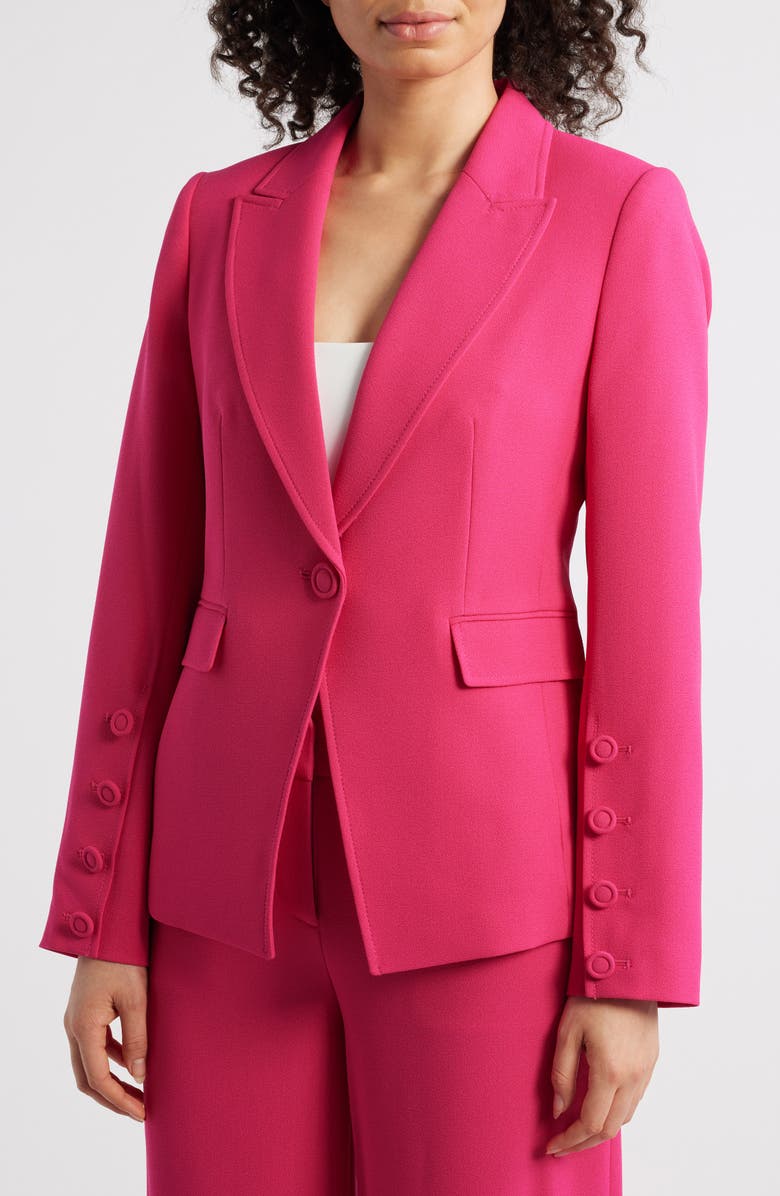 Tahari ASL One-Button Blazer, Alternate, color, Raspberry