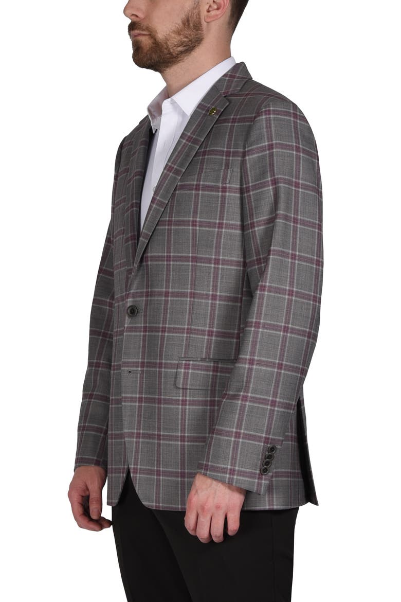 Plaid Wool Blend Blazer, Alternate, color, GREY
