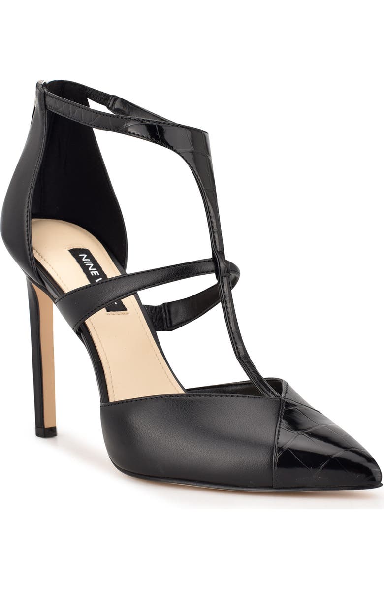 Nine West T-Strap Pointed Toe Pump, Main, color,