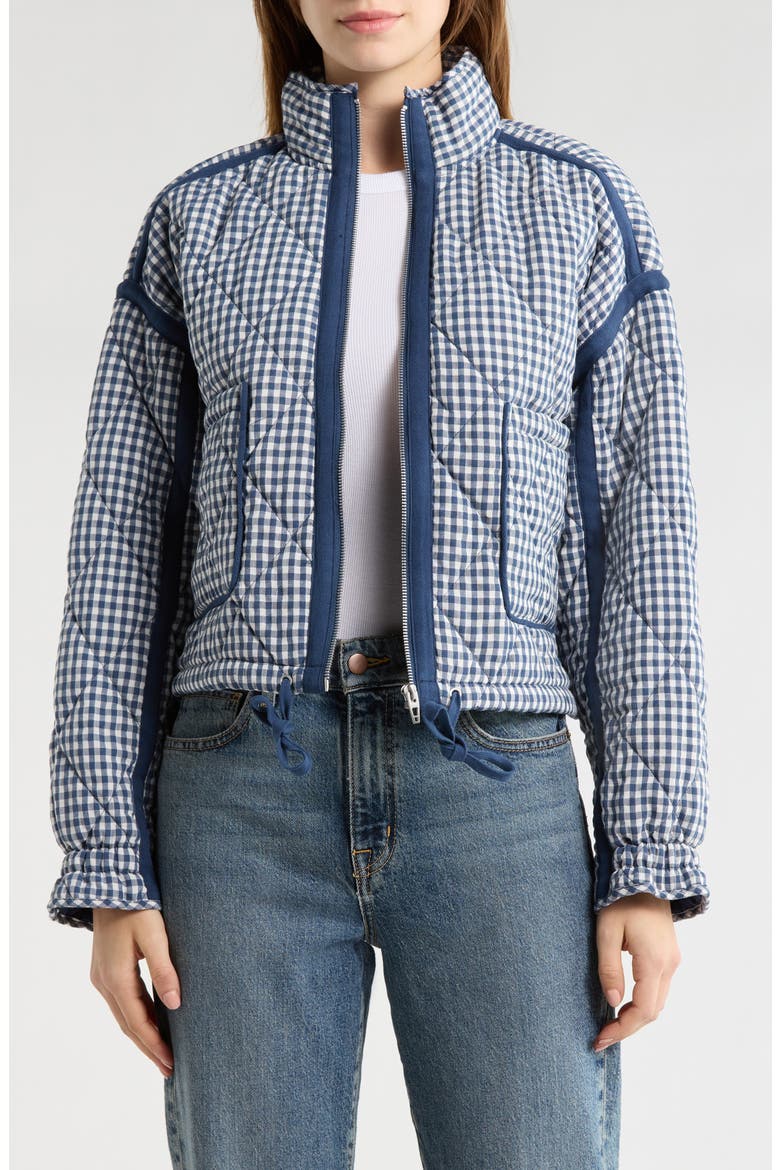 Cropped Quilted Jacket, Main, color, CHECK LIST