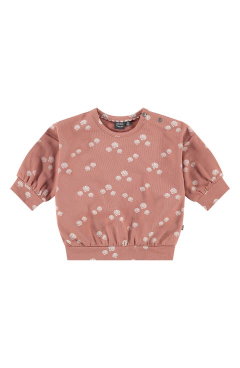 Shell Print Stretch Cotton Short Sleeve Sweatshirt (Baby)