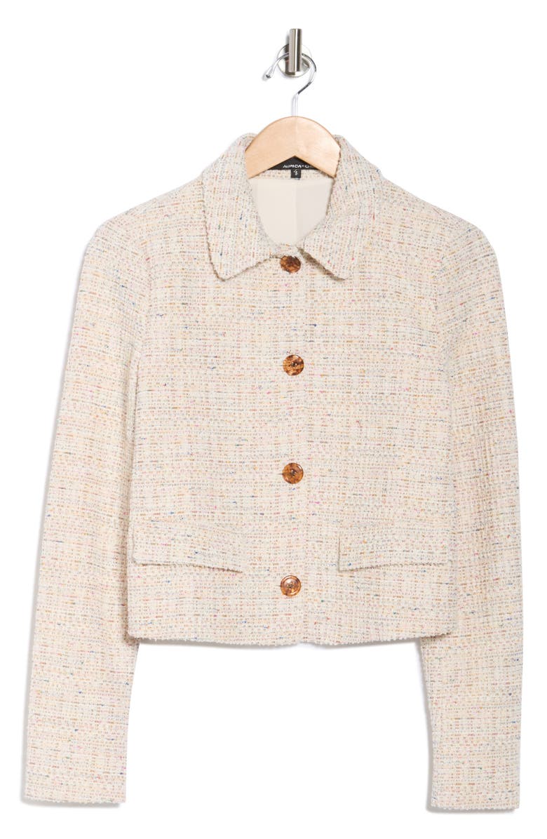 Amanda & Chelsea Front Button Bouclé Jacket, Alternate, color, Beige Multi