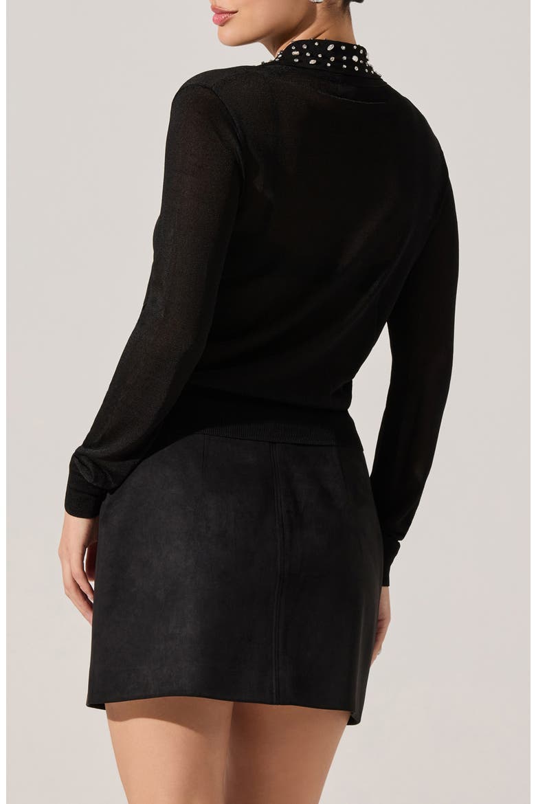 Gem Embellished Cardigan, Alternate, color, BLACK
