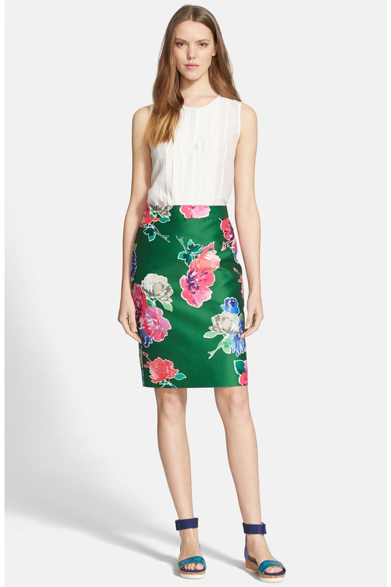 'blooms marit' pencil skirt, Alternate, color, LUCKY GREEN