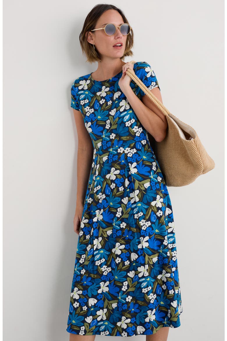 Wild Bouquet Cotton Jersey Midi Dress, Alternate, color, CRAYON FLORAL WATERWAY