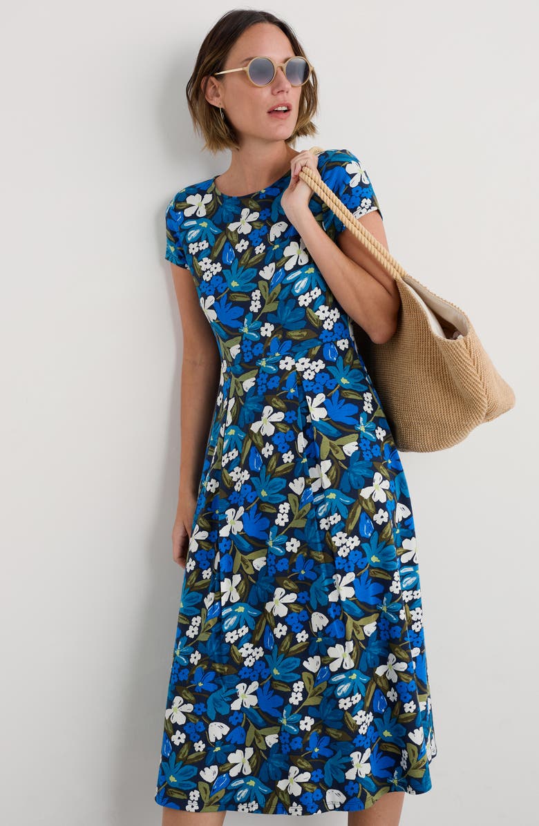 Seasalt Cornwall Wild Bouquet Cotton Jersey Midi Dress, Alternate, color, Crayon Floral Waterway