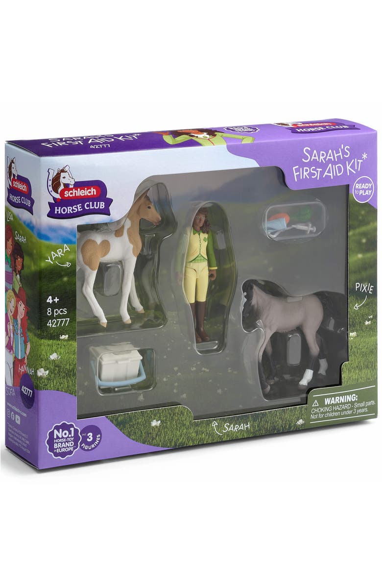 Schleich Horse Club Sarah's First Aid Kit, 8 Piece Animal Medical Toy Playset, Alternate, color, Multicolored