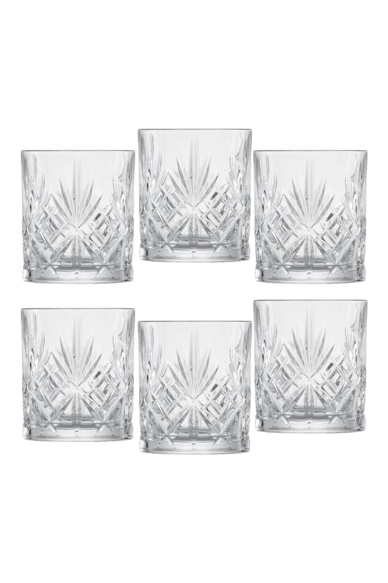Show and Stage Set of 6 Double Old Fashioned Glasses, Main, color, CLEAR