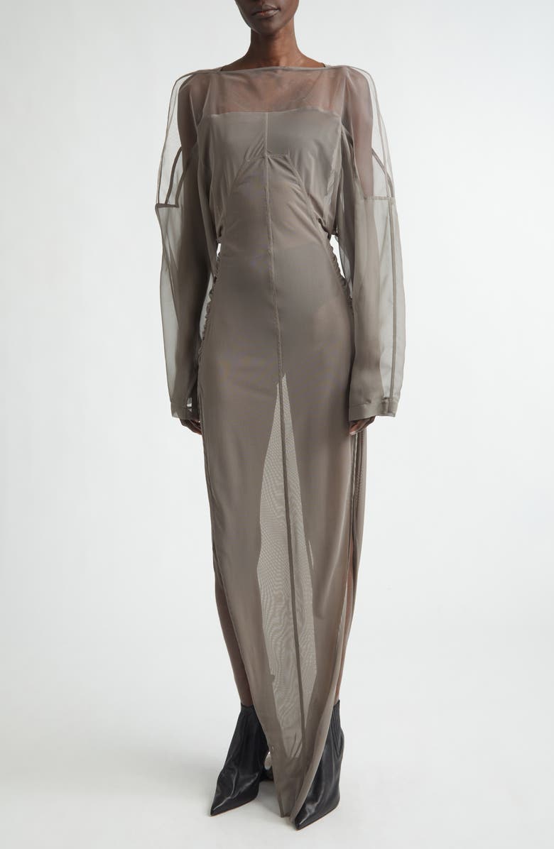 Rick Owens Collage Paneled Long Sleeve Gown, Main, color, Dust