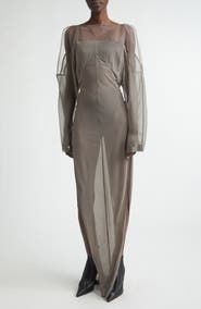 Rick Owens Collage Paneled Long Sleeve Gown