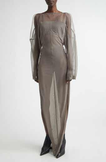 Collage Paneled Long Sleeve Gown