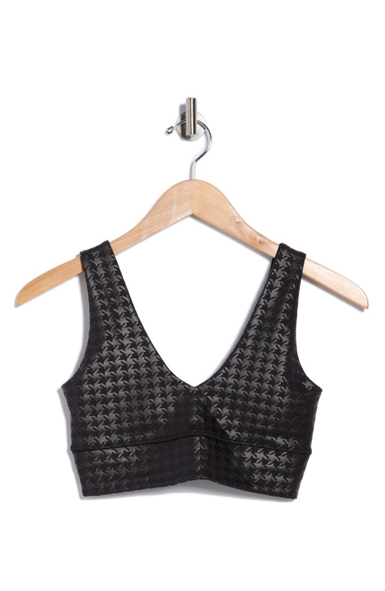 X by Gottex Rib Insert Activewear Bra, Alternate, color, Houndstooth