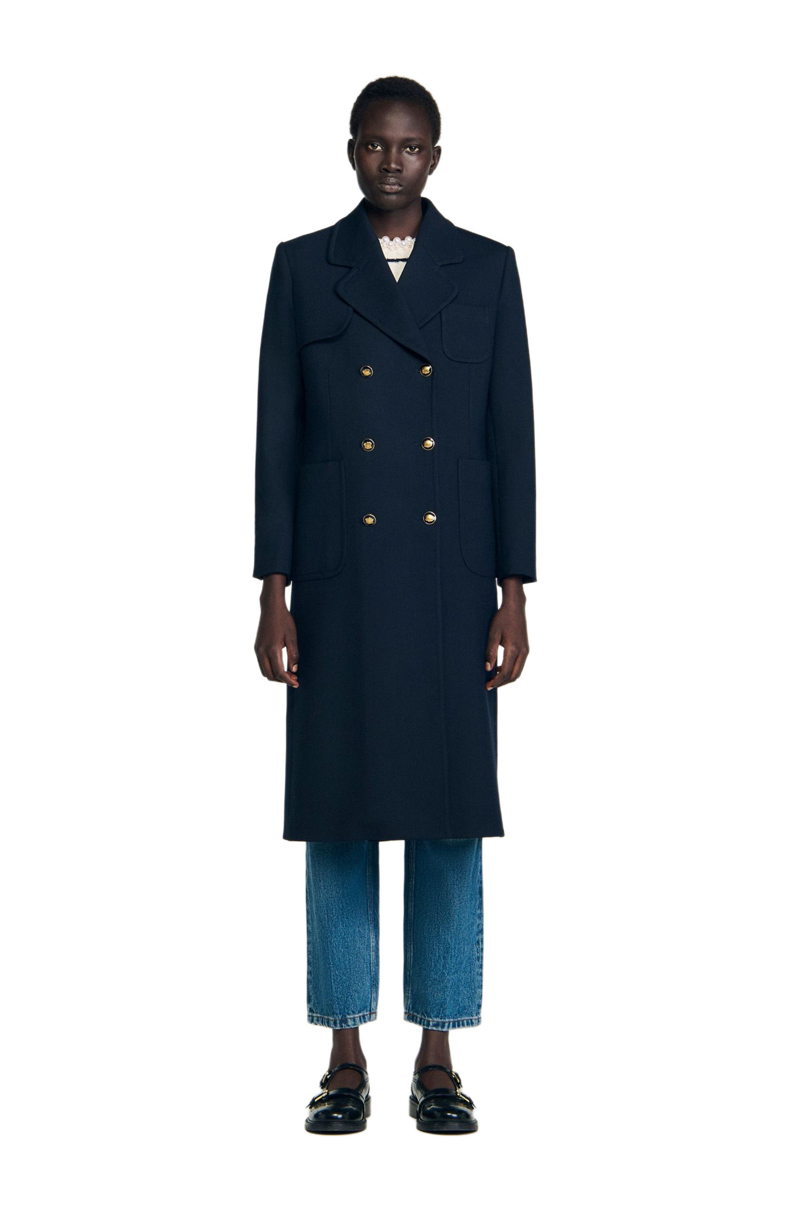 Structured long double-breasted coat - image 4