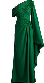 Tadashi Shoji Ember One-Shoulder Draped Gown
