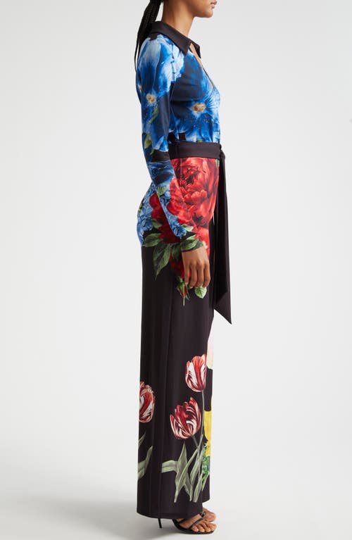 Alice And Olivia Melinda Floral-print Wide-leg Jumpsuit In Le Parisien Black