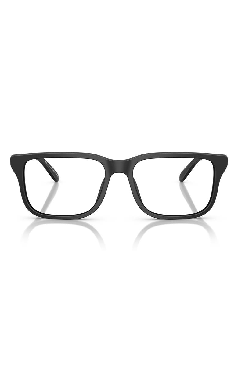 Emporio Armani 56mm Rectangle Optical Glasses, Main, color, Matte Black / Demo Lens