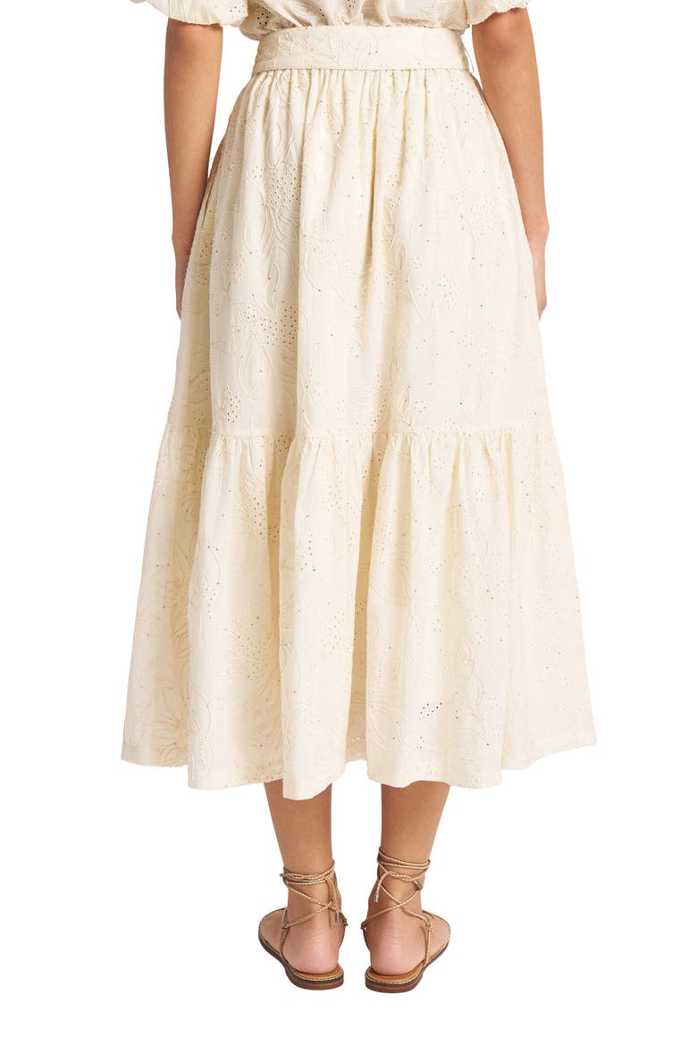 Liora Eyelet Belted Midi Skirt, Alternate, color, IVORY