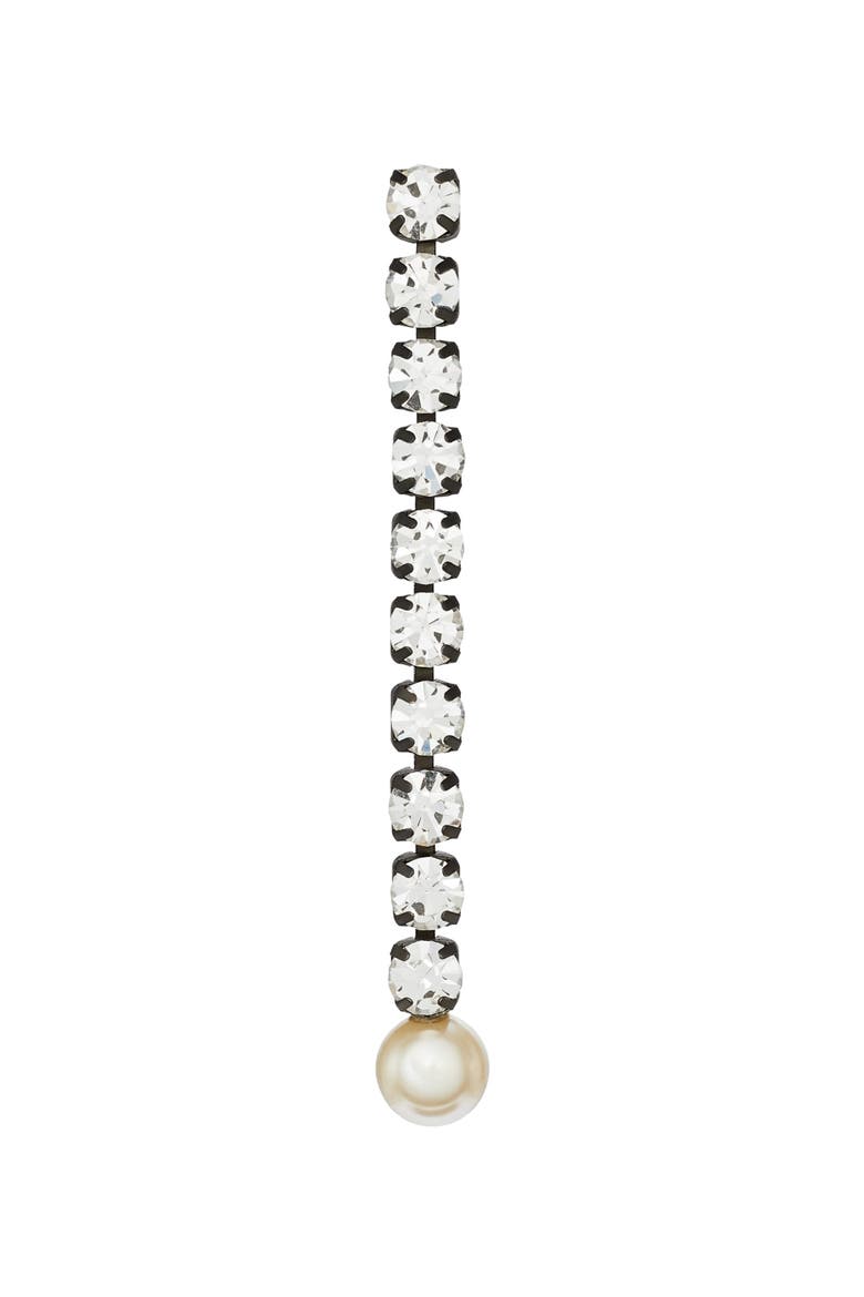 Moondance Linear Drop Earrings, Alternate, color, HEMATITE / CRYSTAL / CREAM